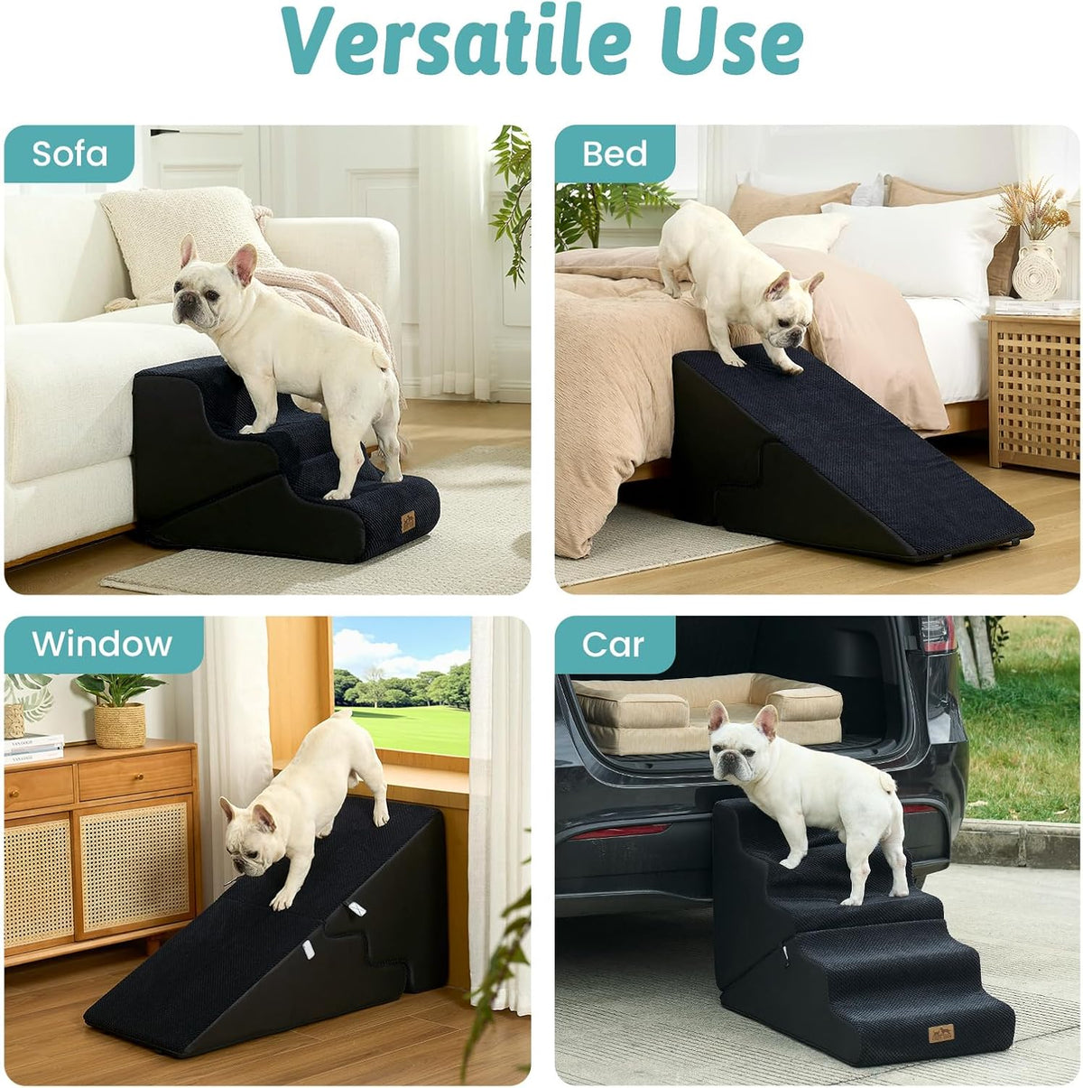 COZY KISS Dog Stairs for Small Dogs, 5-Step 2-in-1 Dog Steps,22.4" H
