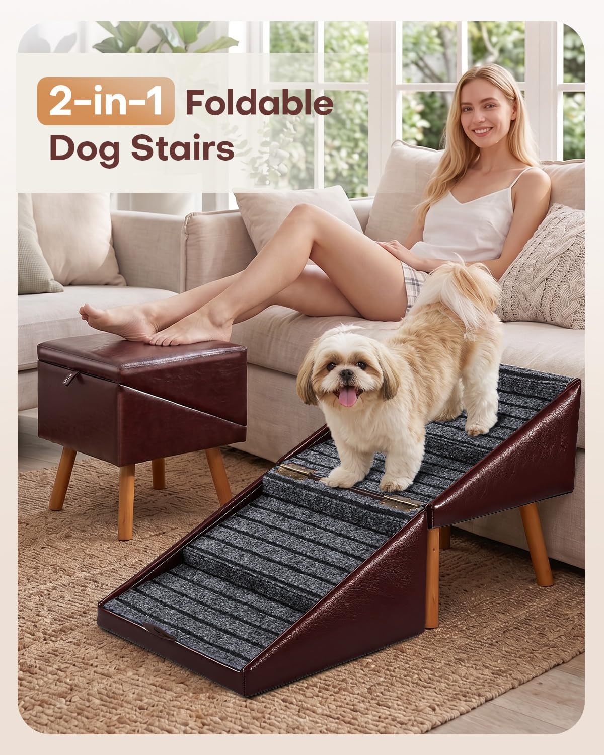 Dog Stairs for Small Dogs Foldable Dog Ramp for Couch