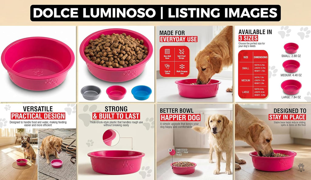 Loving Pets Dolce Luminoso Dog Bowl, Small, Pink 