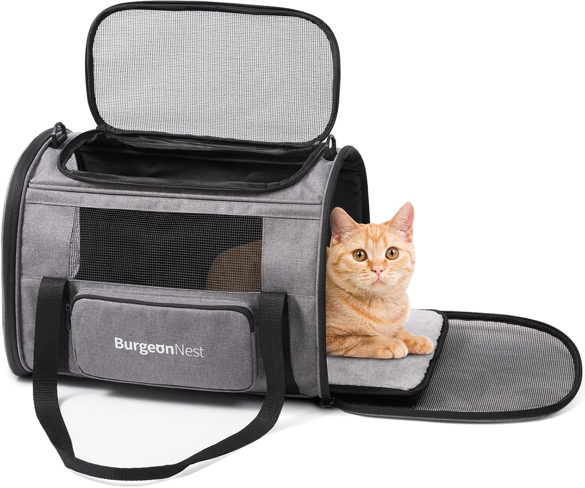 BurgeonNest Cat Carrier up to 20 Lbs, Portable Top Load Pet Travel Bag