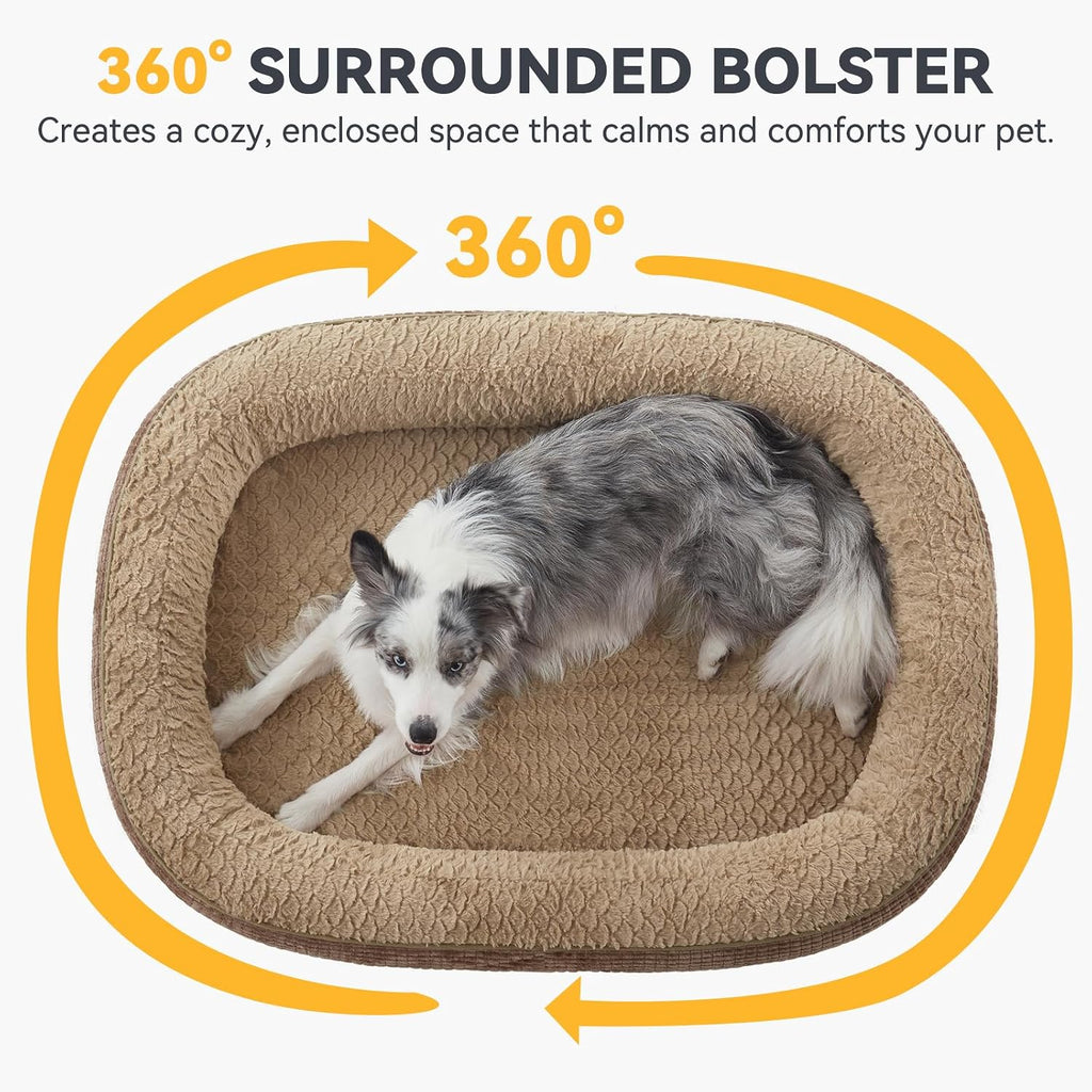 JOEJOY Orthopedic Dog Bed for Medium Dogs, 360° Oval Bolster, 28"