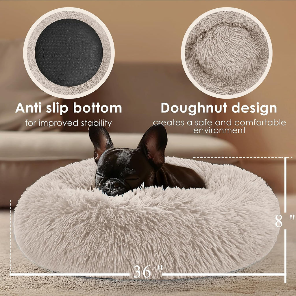Extra Large Dog Beds, 36in Human Dog Anxiety Relief Comfort Bed (Brown)