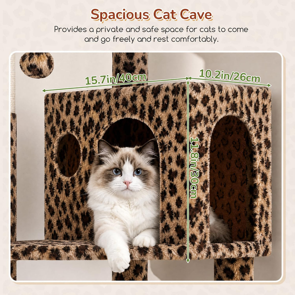 Globlazer Leopard Cat Tree Tower with Scratching Post for Indoor Cats, F53
