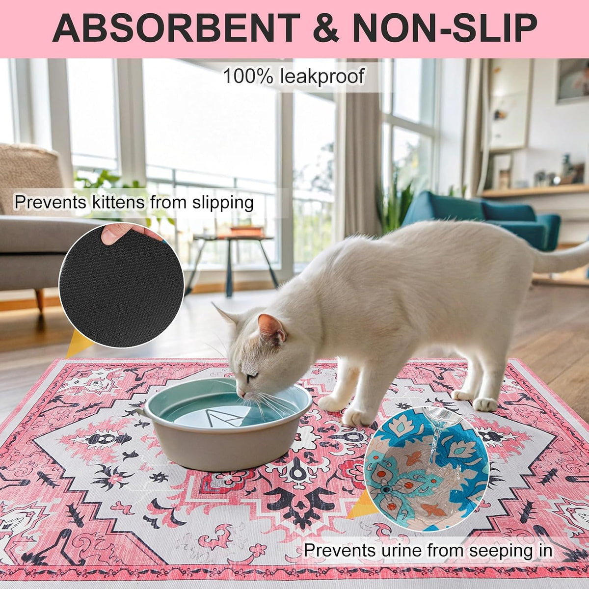 BEAUTYZOO Cat Litter Mat, 20" x 28" Litter Trapping Mat, Waterproof