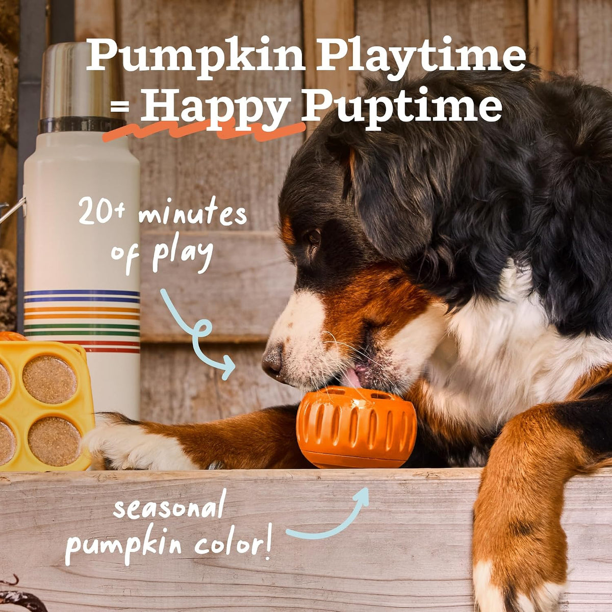 WOOF Pupsicle Interactive Dog Ball Toy for Dogs Large 25-75 lbs - Orange