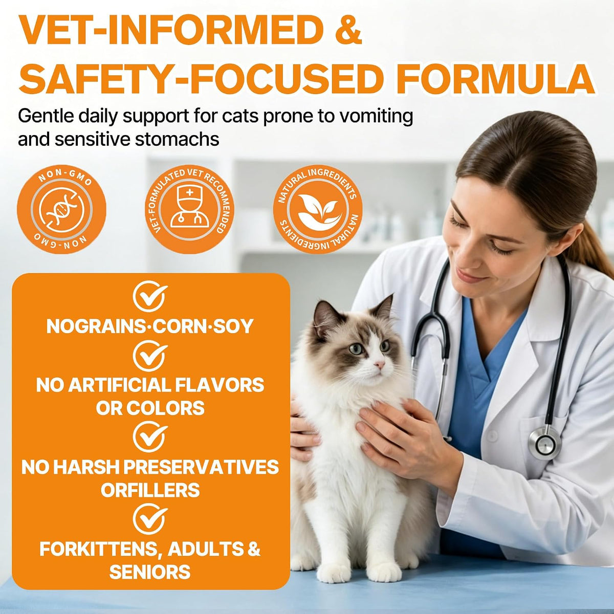 Cat Vomit Remedy, Targeted Treatment for Stomach Upset, Vomiting & Nausea