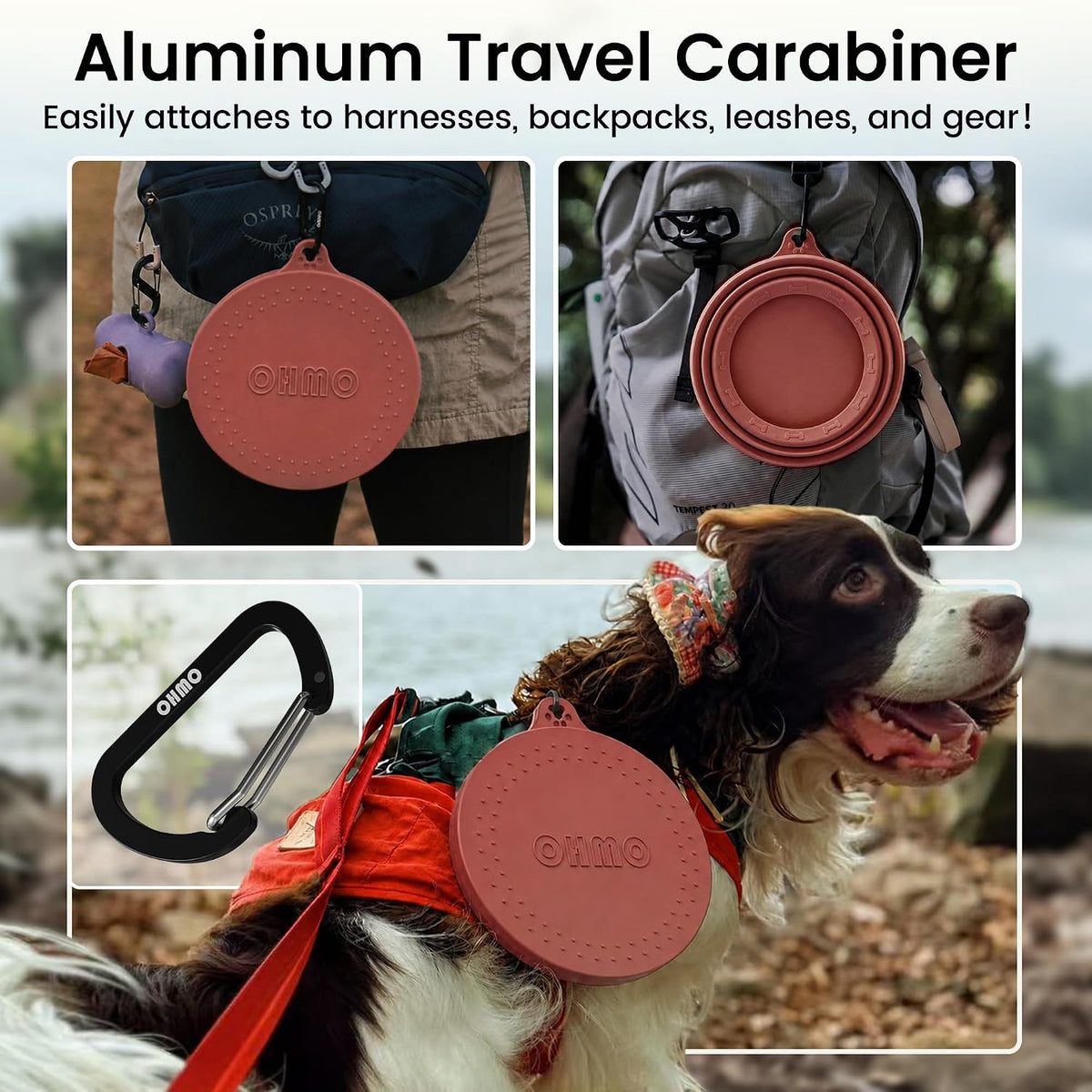 OHMO Spill Proof Collapsible Dog Bowl, 24oz Portable Dog Water Bowl | Low Center Gravity Stability, Tapered Splash Control, Foldable Cat Bowl, Dishwasher Safe, Dog Travel Essential, Erythrinus