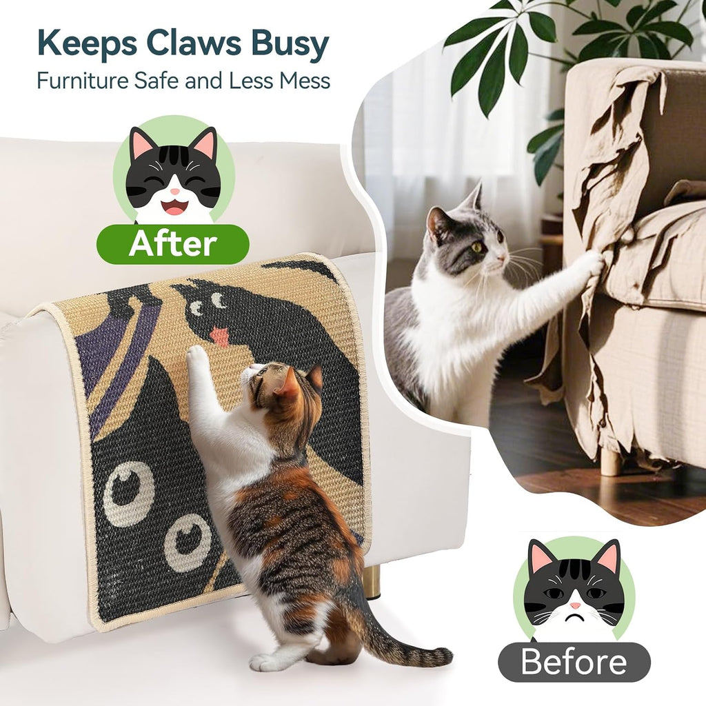 3-in-1 Sisal Cat Scratcher Mat Floor & Wall Cat Scratching Pad 23.6x15.7''