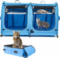 Mispace Portable Double Pet Carriers for Cats Collapsible Cat Condo for Car Travel Pet Kennel Show Cages with Portable Carry Bag Hammocks Mats and Litter Box