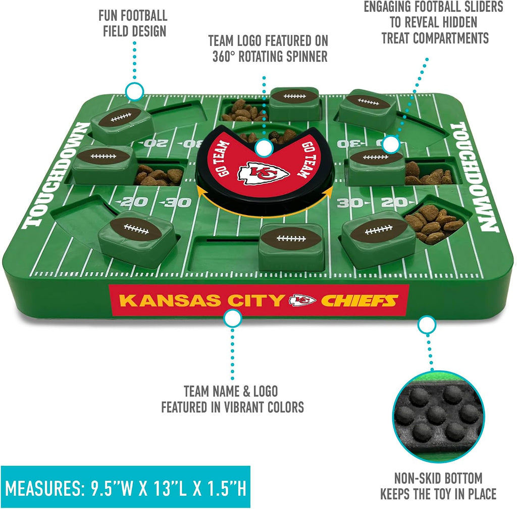 Pets First NFL Kansas City Chiefs Large Puzzle Toy for Dogs, Slow Feeder Board for Pets, New Bigger Size, Interactive Doggie Treat Toy