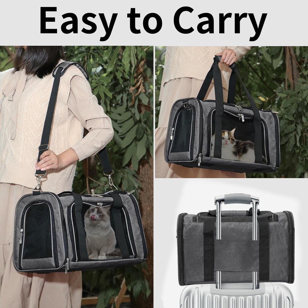 Soft-Sided Cat/Dog/Pet Carrier, Collapsible Pets Travel Carriers