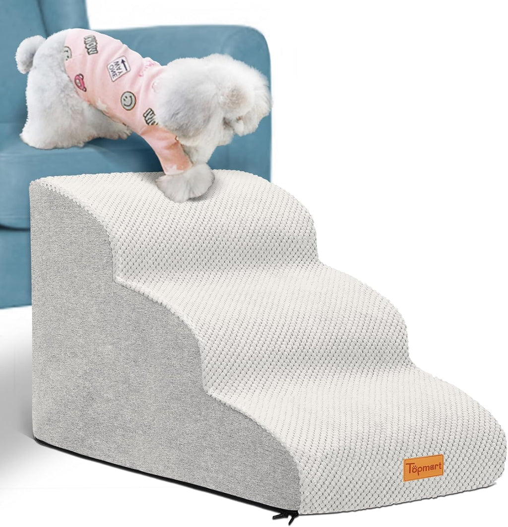 Topmart 3 Tiers Foam Dog Ramps,Non-Slip Pet Step,Extra Wide Deep Dog Stair