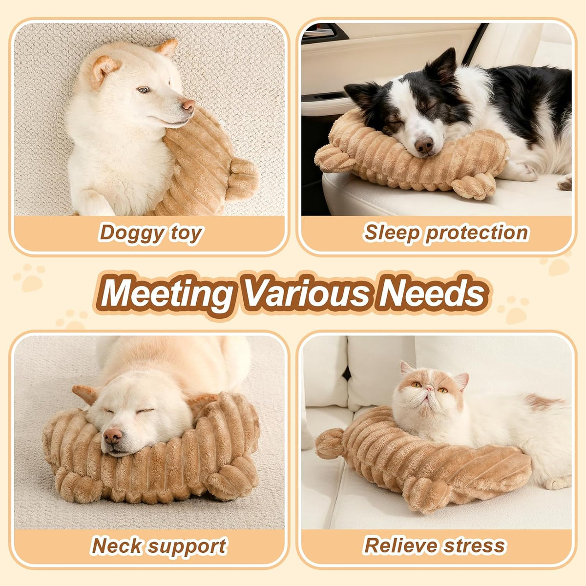 Dog Calming Pillow,Soft and Neck-Friendly,Washable Pet Neck Pillows,17"x10"