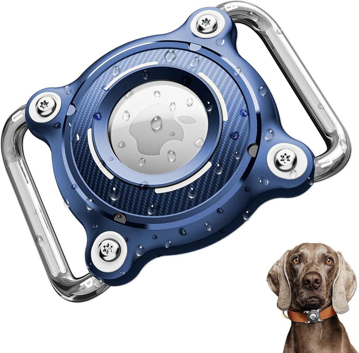 SCALLOP for Airtag Holder for Dog Collar - IP68 Waterproof Airtag Dog Collar Holder with Removable Metal Clip, Sturdy TPU for Apple Airtag,Fits 0.7-1.3" Width Medium Large Collars