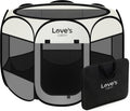 Love's cabin Pet Puppy Dog Playpen, Small Dog Tent Crates Cage Indoor/Outdoor, Portable Playpen for Cat, Foldable Pop Up Dog Kennel Playpen with Carring Case, Removable Zipper Top, Grey