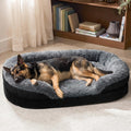 INVENHO Fluffy Orthopedic Dog Bed for Extra Large Dogs,XXL Egg-Crate Foam Bolster Sofa Bed with Washable Removable Waterproof Cover, Fluffy Plush Faux Fur Dog Bed with Nonskid Bottom