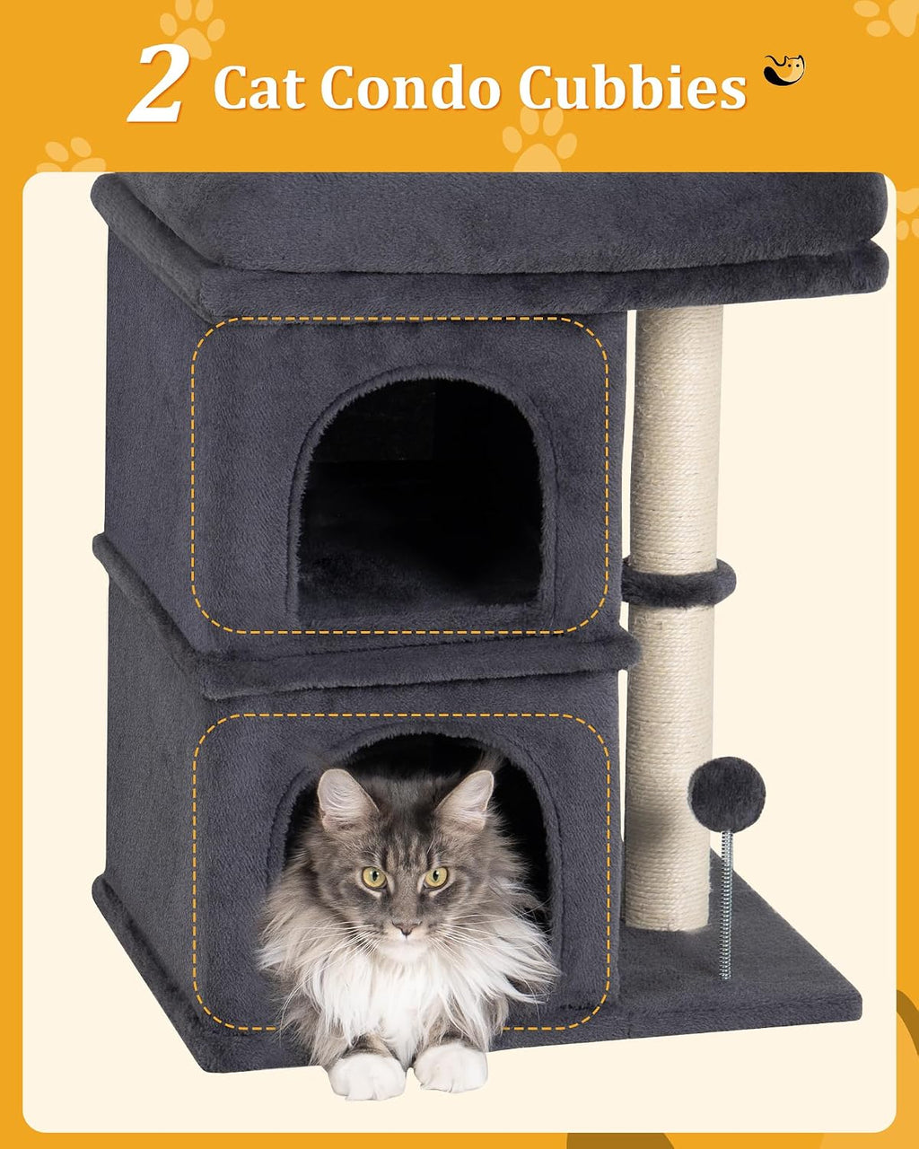 Aechonow Cat Tree for Large Cat,2 Cozy Cat Condo House for Large & Fat Cats