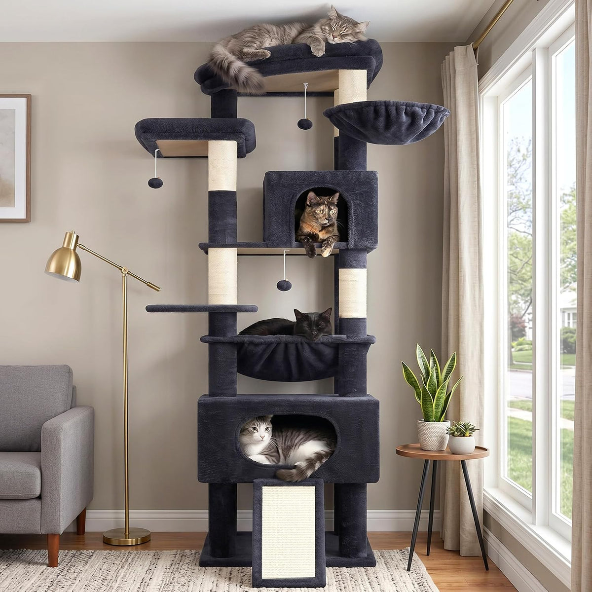 Gitelsnour Cat Tree, 78.7'' Cat Tower, 2 Big Condos for Multi Cats GCT061G