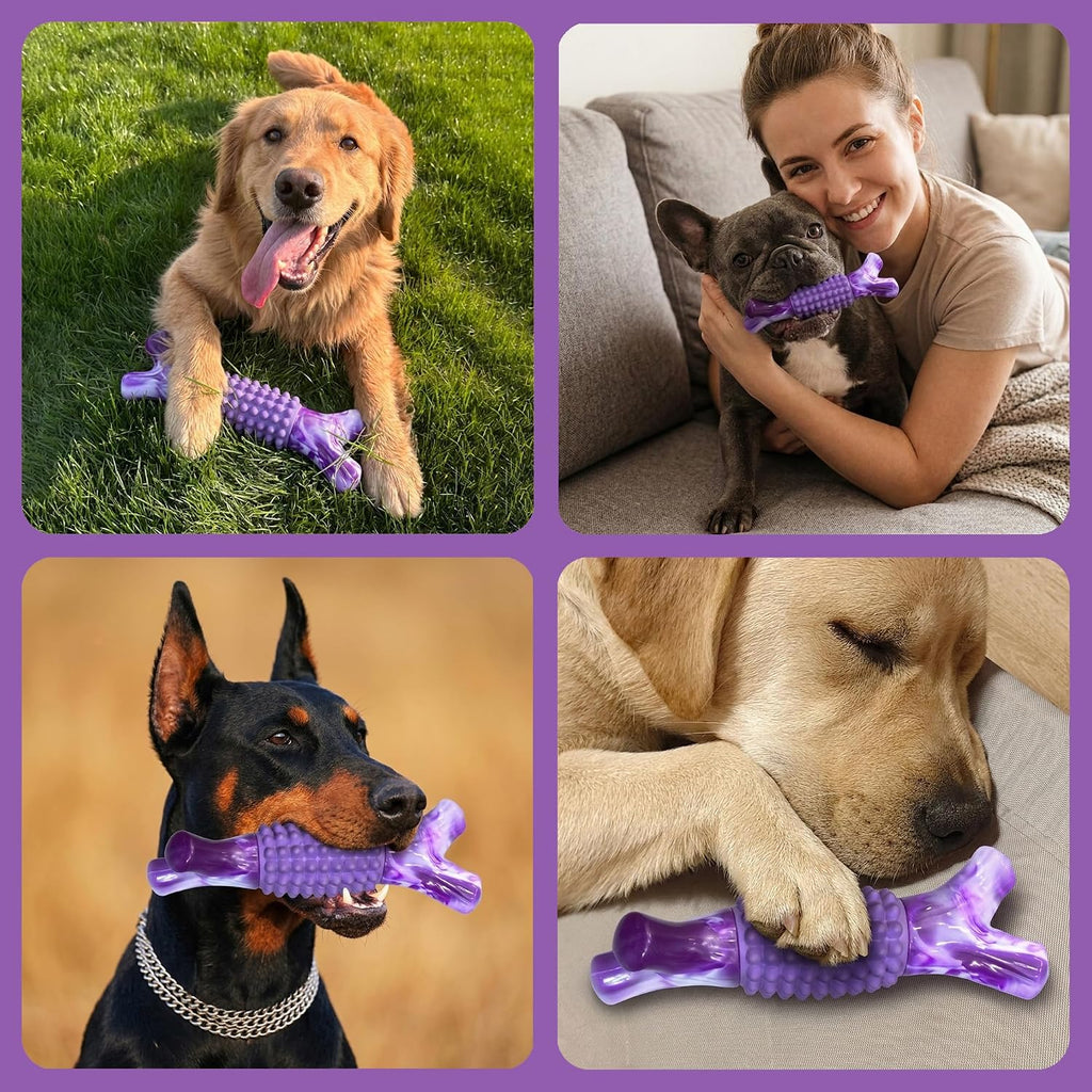 Dog Toys for Aggressive Chewers, Tough Stick Chew Bone | Durable Rubber & Nylon Dog Bones, Indestructible Dog doys for Medium,Large Dogs,Beef Flavor