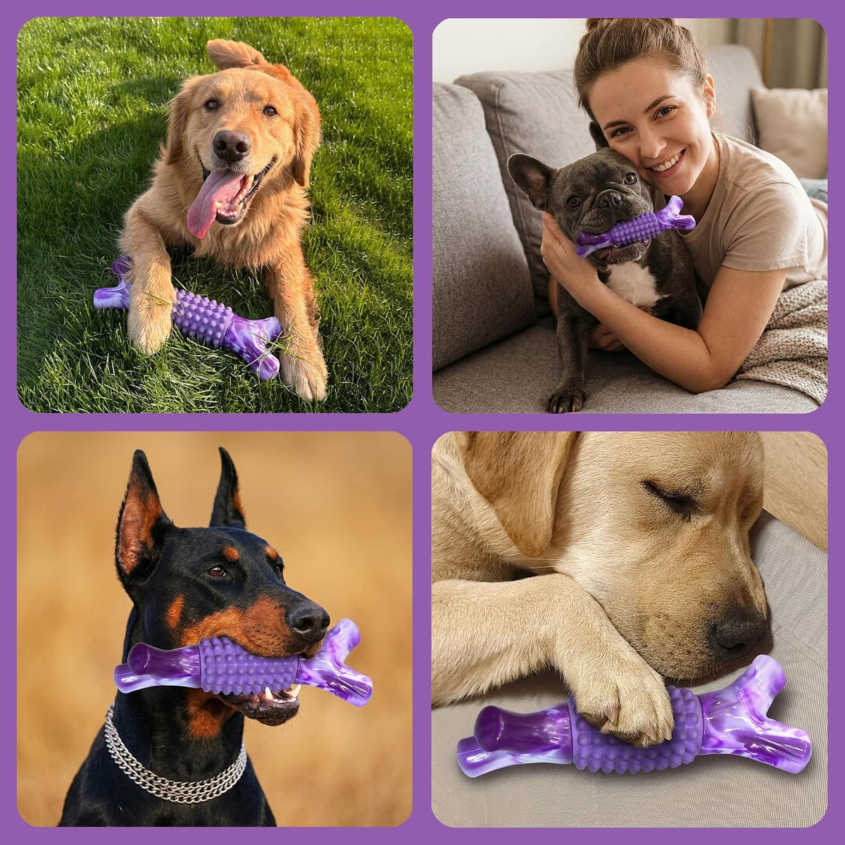 Dog Toys for Aggressive Chewers, Tough Stick Chew Bone | Durable Rubber & Nylon Dog Bones, Indestructible Dog doys for Medium,Large Dogs,Beef Flavor