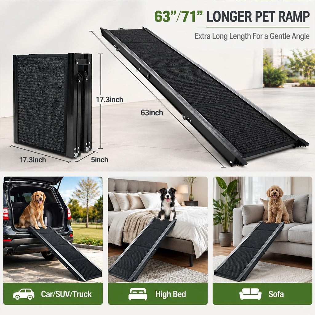 Dog Ramp for Cars SUV Truck 63" x17.3" Foldable up to 250LBs