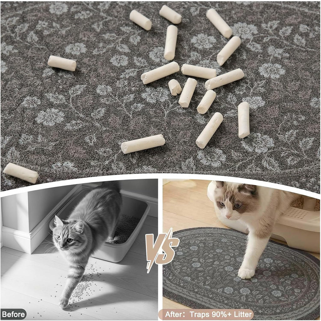 Bienbee Cat Litter Mat, 33" x 22" Dense Trapping Mesh for Litter Boxes | Litter Box Mat with PVC Mesh, Waterproof &Urineproof, Non-Slip Grip, Soft On Kitty Paws and Easy to Clean to Protect Floor