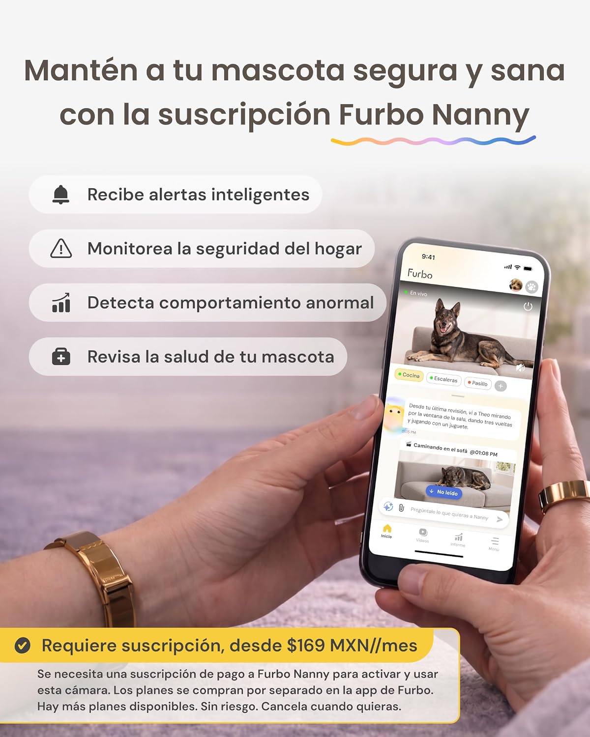 Furbo 360° Dog Camera + Mini 360° Cam [New Subscription Required at Setup] 2-Camera Bundle Nanny Subscription: Dog Safety Alerts, Pet Camera with Speaker, Phone App & Night Vision