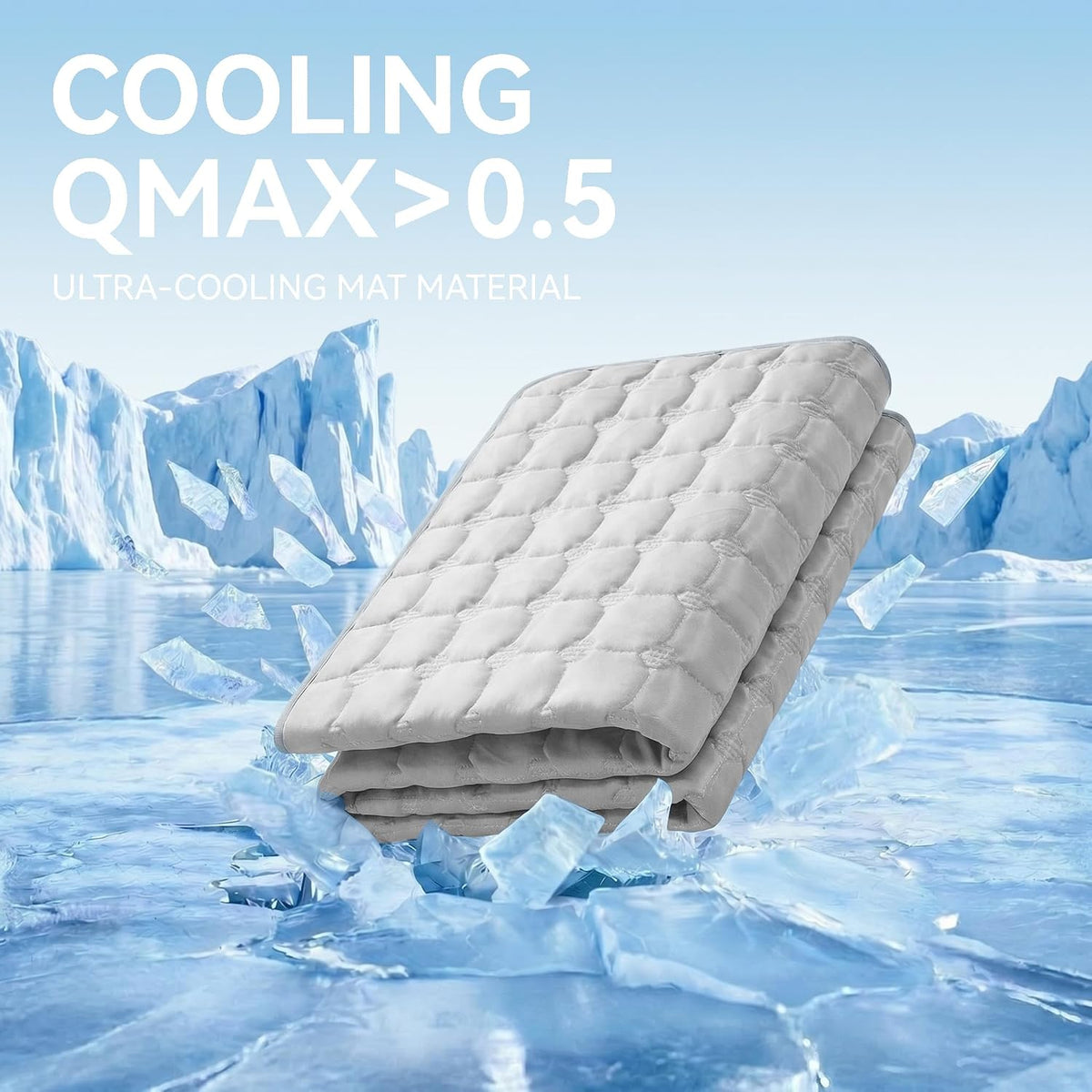 FunFurry Cooling Mat for Dogs，36"X27" Extra Large Pet Pad，Q-Max>0.5 Rapid Cooling Dense Weave Fabric，Washable Kennel Mat with Non-Slip Bottom (Light Grey, L)