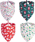 ADOGGYGO 4 Pack Dog Bandana Christmas Pet Scarf Triangle Bibs Kerchief Set Pet Christmas Costume Accessories Decoration for Medium Large Dogs (Large)