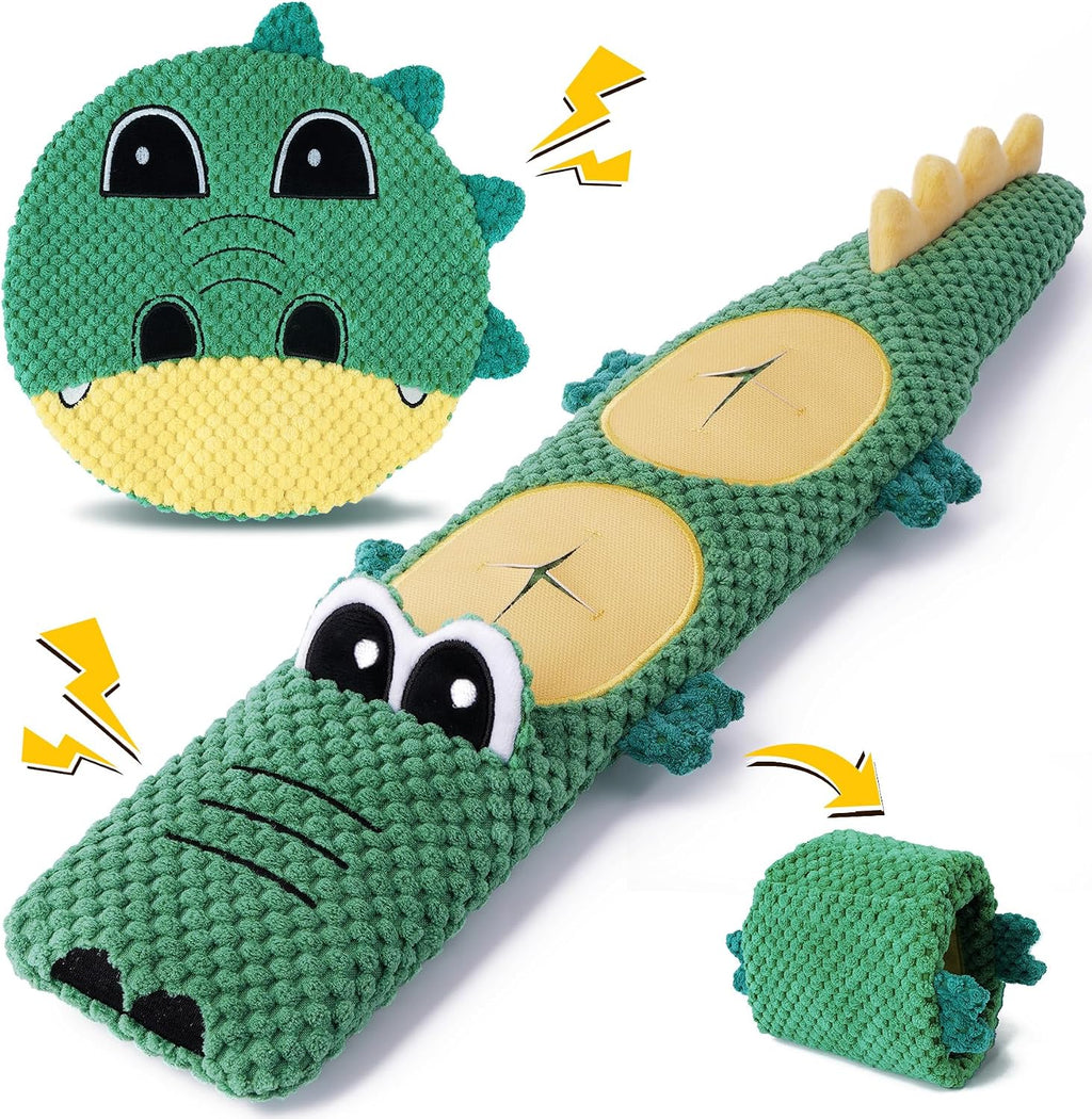 XIUGOAL Squeaky Dog Toys, 2 Pack No Stuffing Puppy Chew Toys, Crocodile