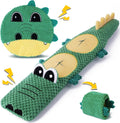 XIUGOAL Squeaky Dog Toys, 2 Pack No Stuffing Puppy Chew Toys, Crocodile
