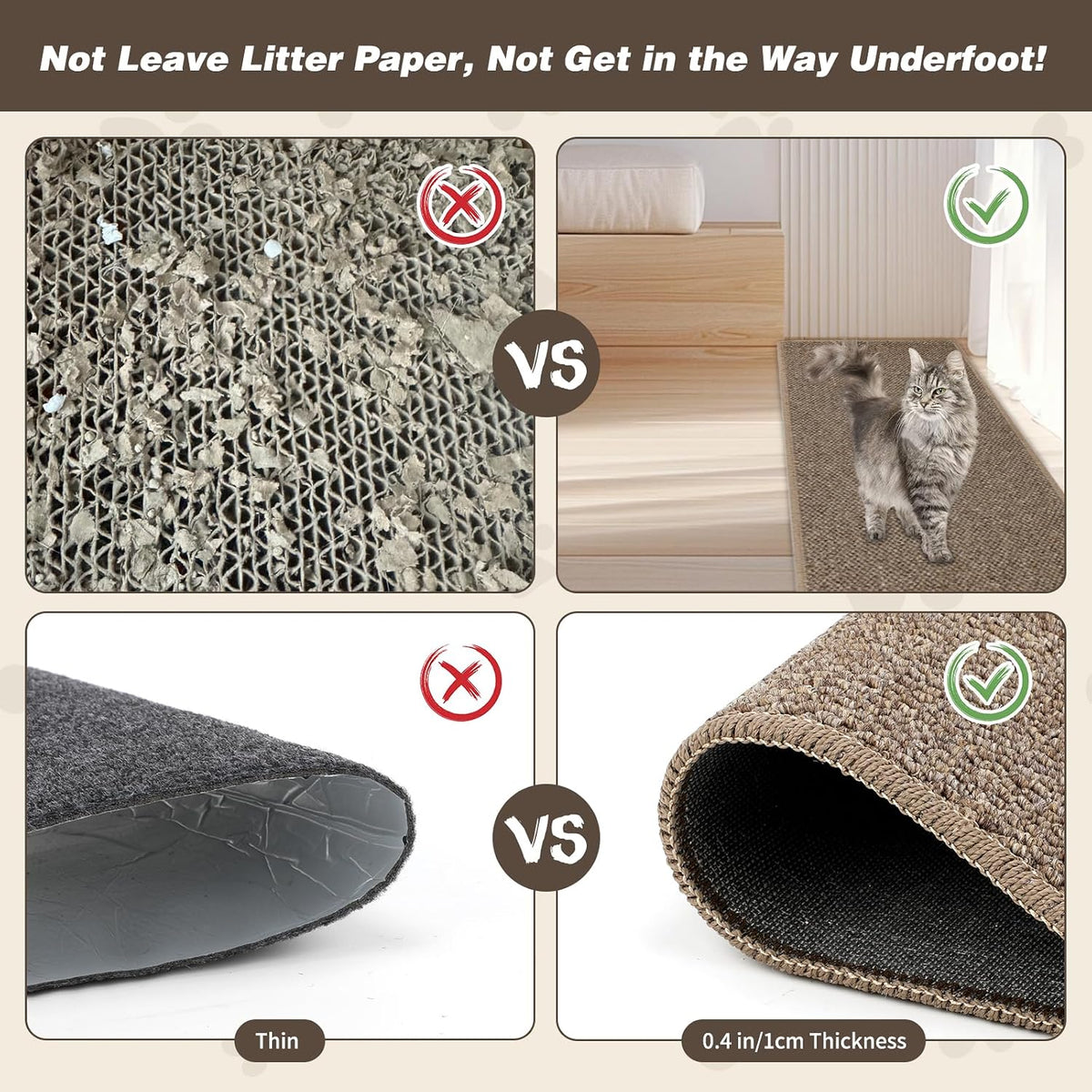 FHTONGE 71x15.8" Thickened Cat Wall Climbing Carpet with 16 Fixed Nails