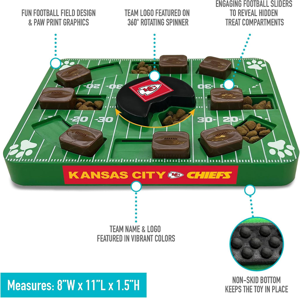 Pets First NFL Kansas City Chiefs Puzzle Toy for Dogs, Slow Feeder Board for Pets, Interactive Doggie Treat Toy