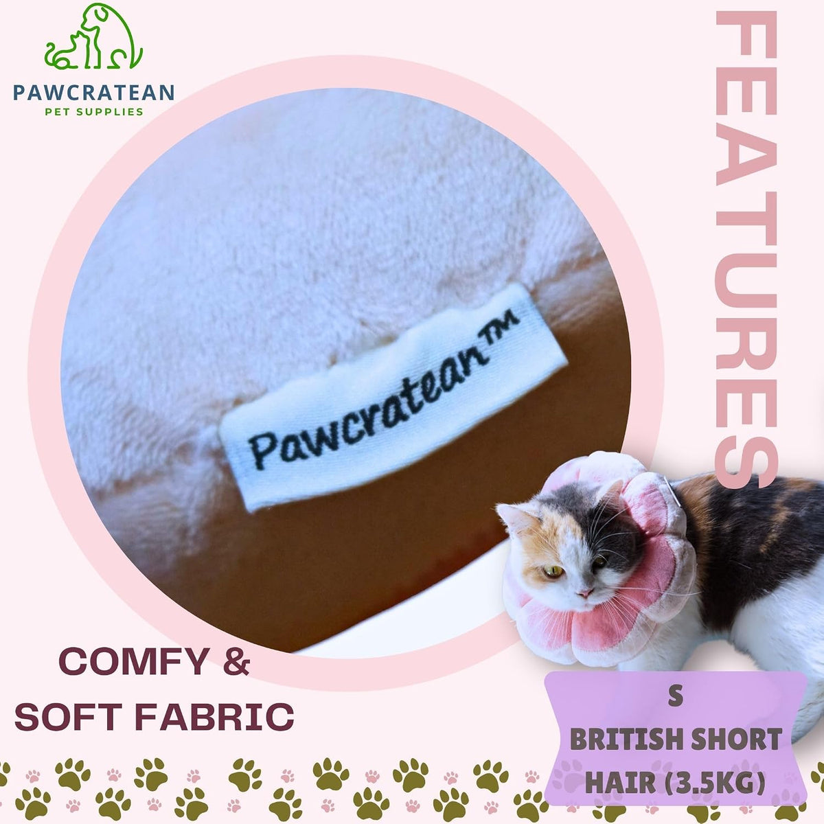 Adjustable Flower-Shaped Soft Recovery Collar for Cats and Small Dogs Only, Comfortable Protective Neck Pillow, Pink, Small