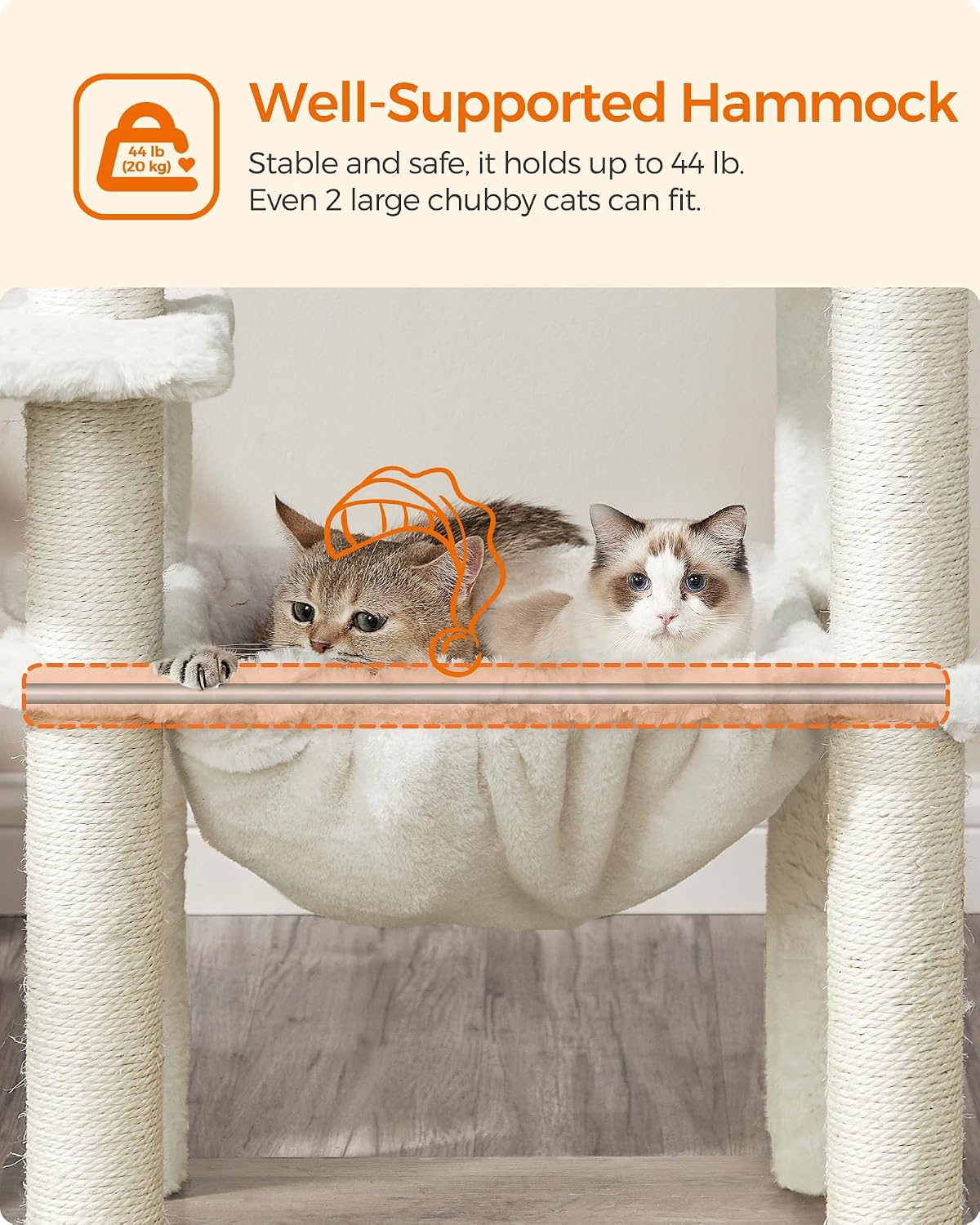 Feandrea Cat Tree, 56.3-Inch Contemporary Cat Tower, Multi-Level Condo