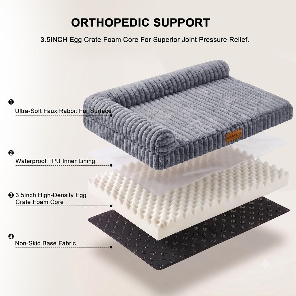Orthopedic Medium Dog Bed Furry Pet Bed, Washable Cover 30''X20''