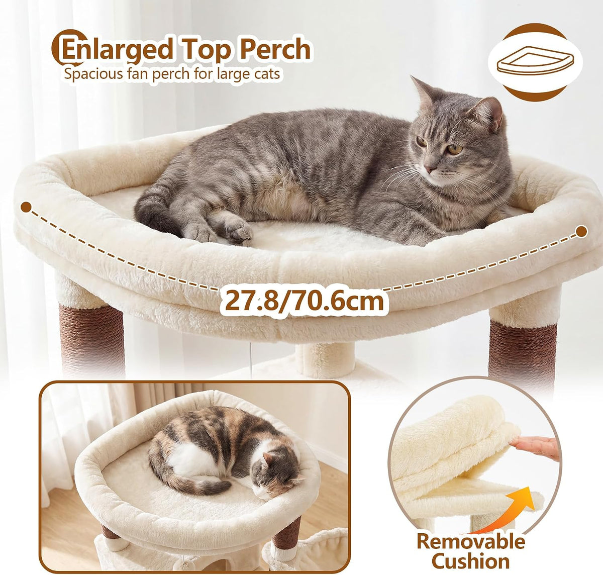 Heybly 53.1" Corner Cat Tree for Large Cats – Interactive Play HCT029MJ