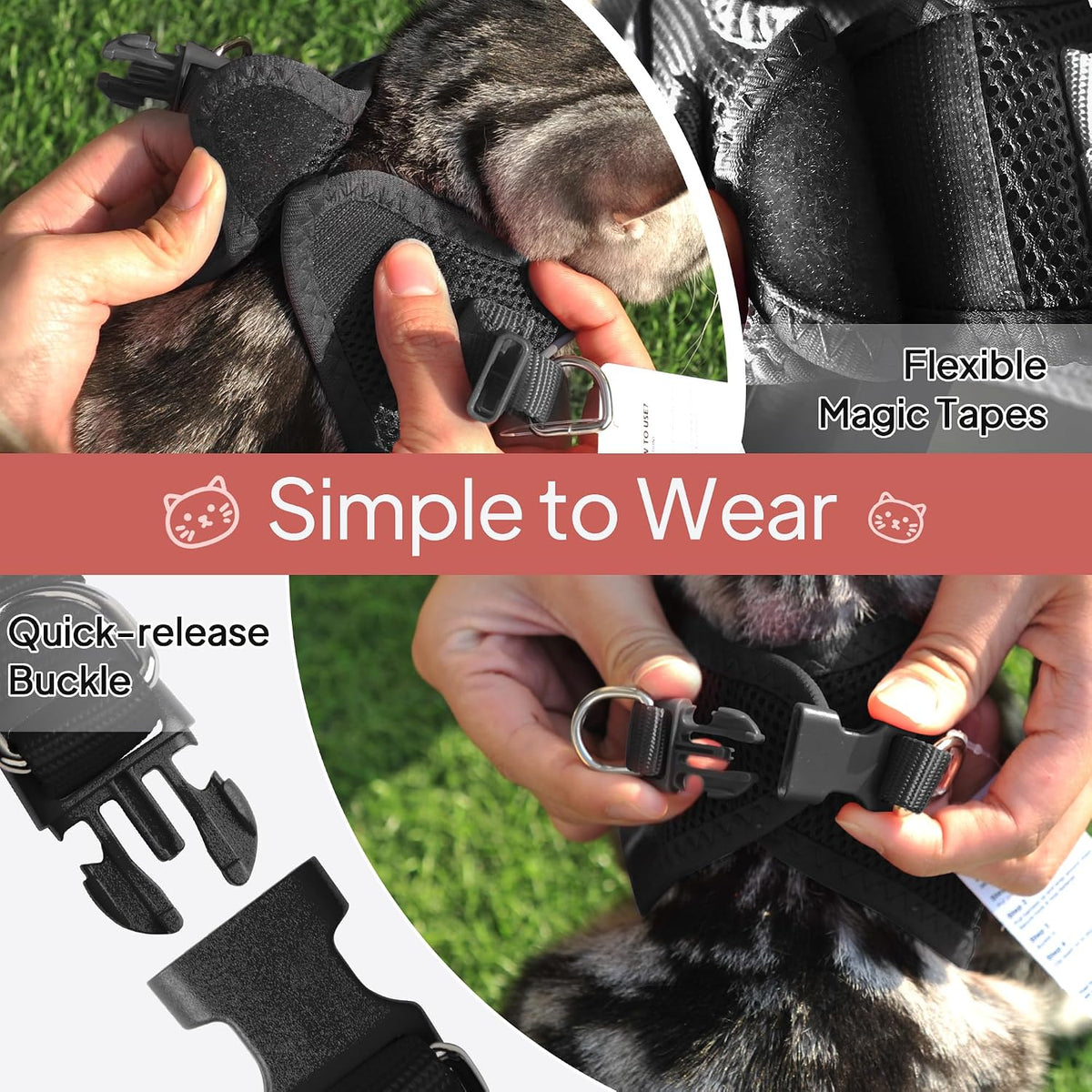 Twoear Cat Harness and Leash Set, Small Cat Harness Escape Proof