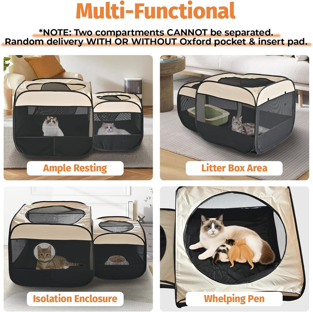 2-in-1 Dog Playpen Portable Cat Playpen, Not Separated, No Assembly