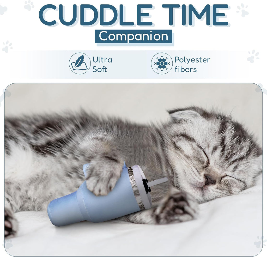 PUPROAR Kitty Cup Catnip Cat Toy, Cute Kitten Gift, Cat Birthday Toy with Crinkle for Indoor Cats (Chambray Blue)