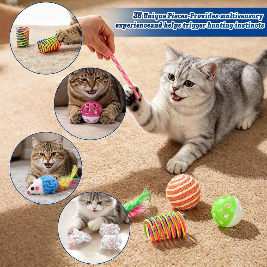 Cat Toys 38 Pack, Kitten & Adult Toys for Indoor Cats