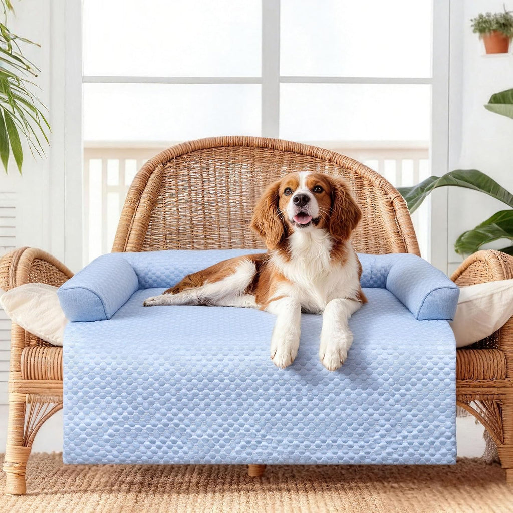 WATANIYA PET Cooling Dog Bed, Washable Cooling Mat for Dogs with Removable Cover, Self Cooling Couch Cover for Dog, Non-Slip Dog Couch Bed, 35x31 Inch, Blue