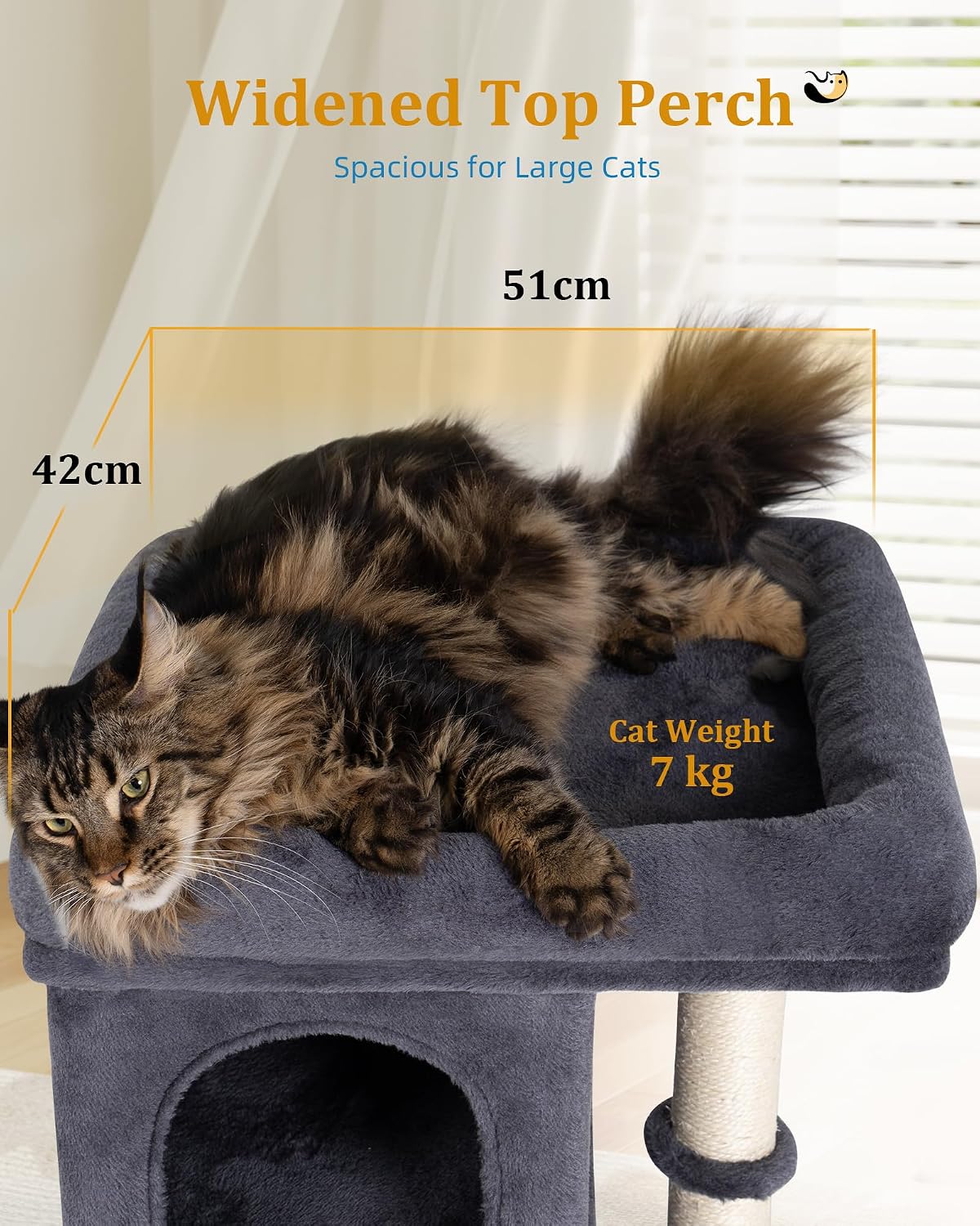 Aechonow Cat Tree for Large Cat,2 Cozy Cat Condo House for Large & Fat Cats