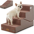 COZY KISS Dog Stairs for Small Dog, 18.9" H, 4 Step pet Step for Bed, Brown