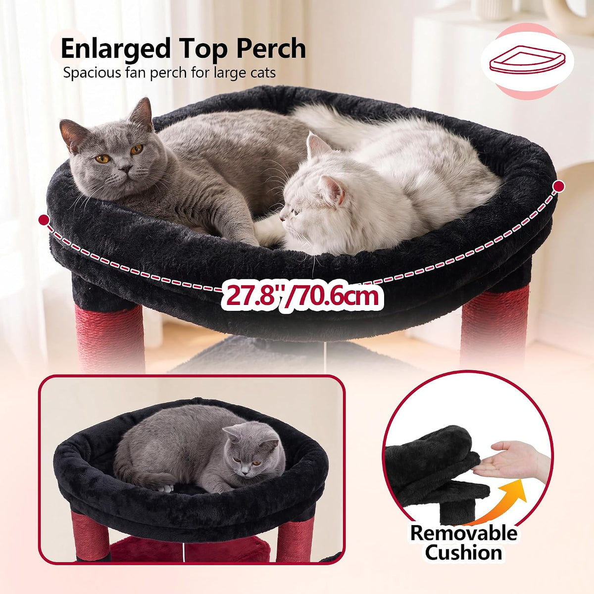 Heybly 53.1" Corner Cat Tree for Large Cats – Interactive Play HCT029BR