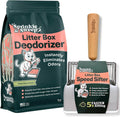 Sprinkle & Sweep: Litter Box Deodorizer Duo - 8oz Bag & Speed Sifter - Cat-Kitten Home Odor Neutralizer, Ultra-Absorbent Formula, Wood Handle Scooper