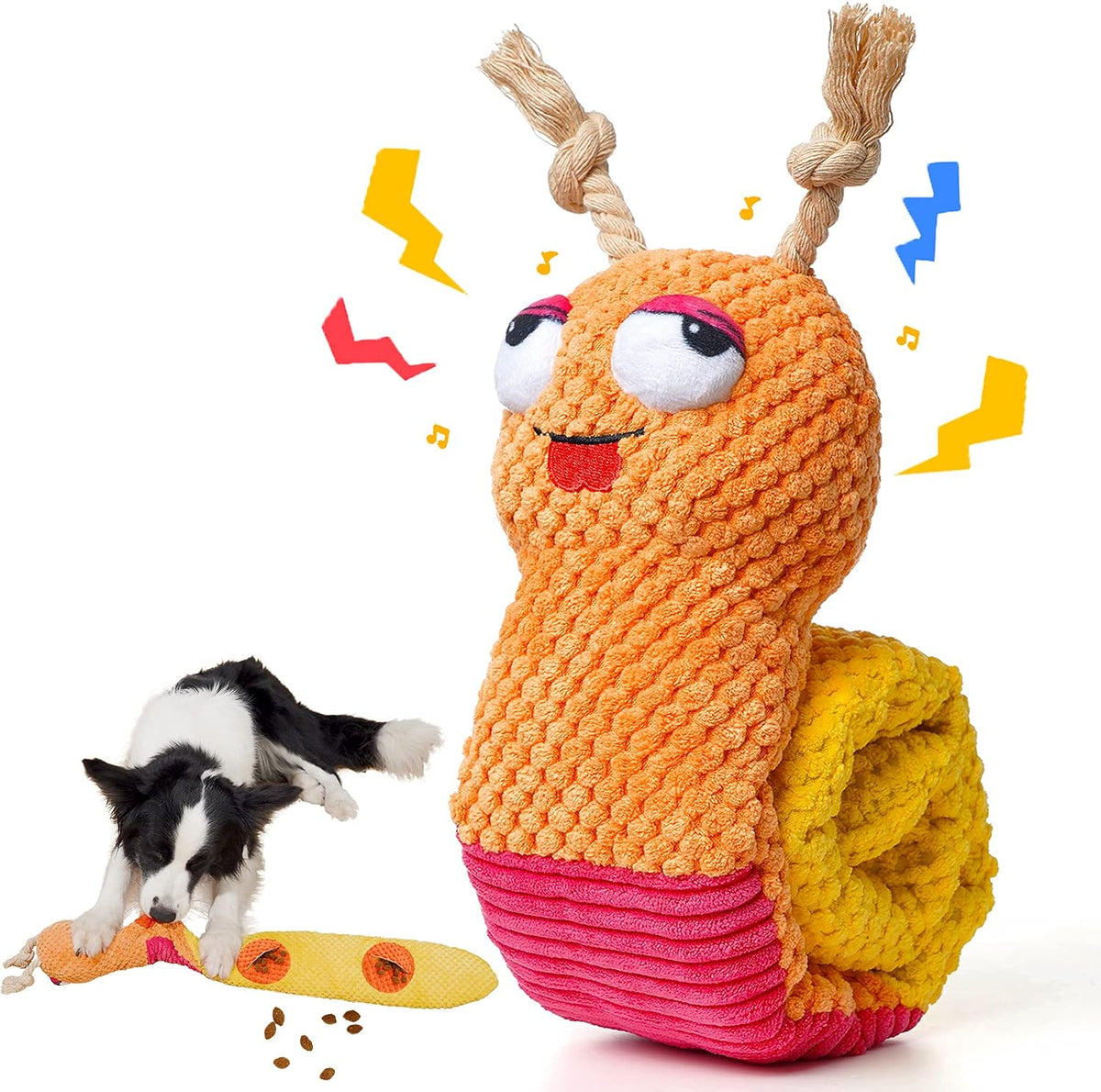 lilfrd Dog Puzzle Enrichment Toy, Squeaky Crinkle Plush Snail Pup Toys | Mental Enrichment, Boredom Relief, Fits Small Medium Large dogs