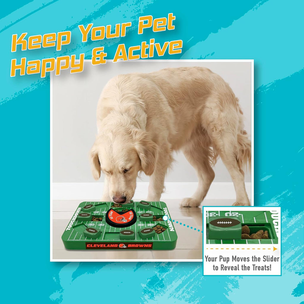 Pets First NFL Cleveland Browns Large Puzzle Toy for Dogs, Slow Feeder Board for Pets, New Bigger Size, Interactive Doggie Treat Toy