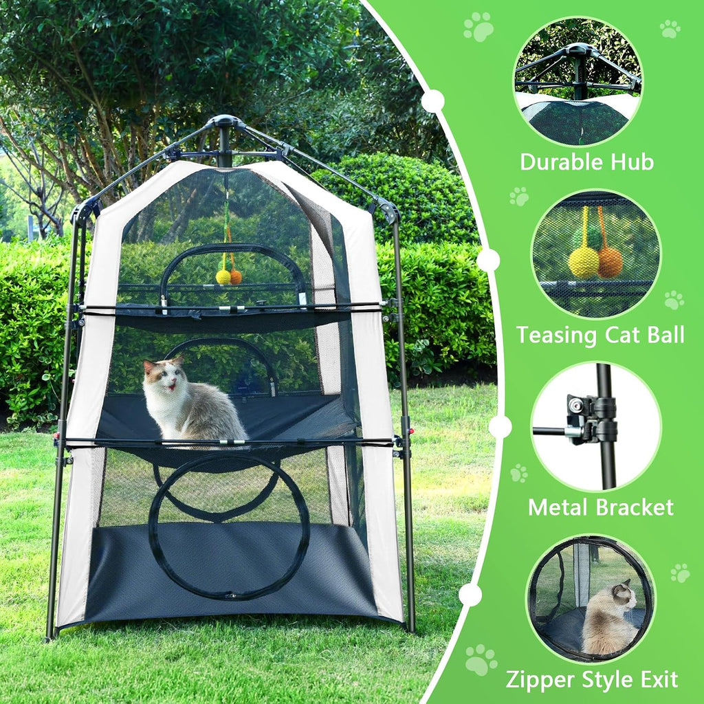 CypherX Extra Large Catio Outdoor Cat Enclosure Pop Up Playpen Tunnel Tent