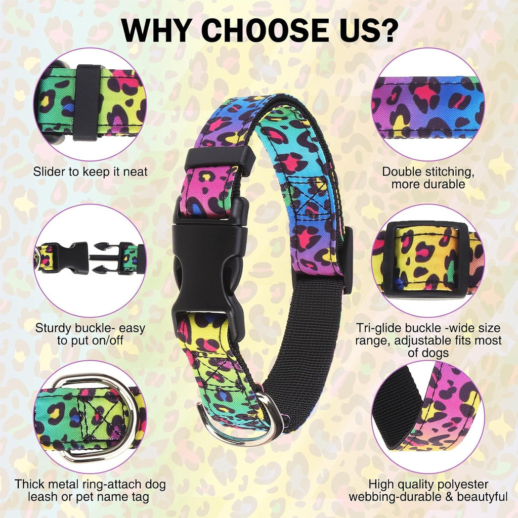 Dog Collar and Leash Set, Adjustable Pet Collars with 5FT Leash